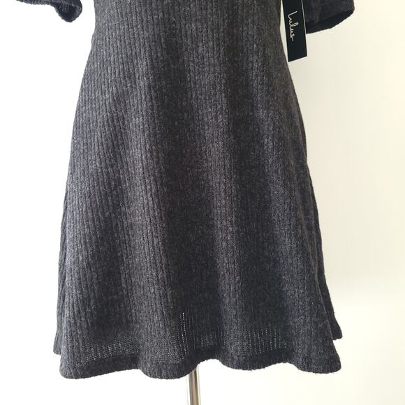 NEW Lulus London Lovely Skater Dress Ribbed Knit Gray Soft XL - Picture 7 of 12